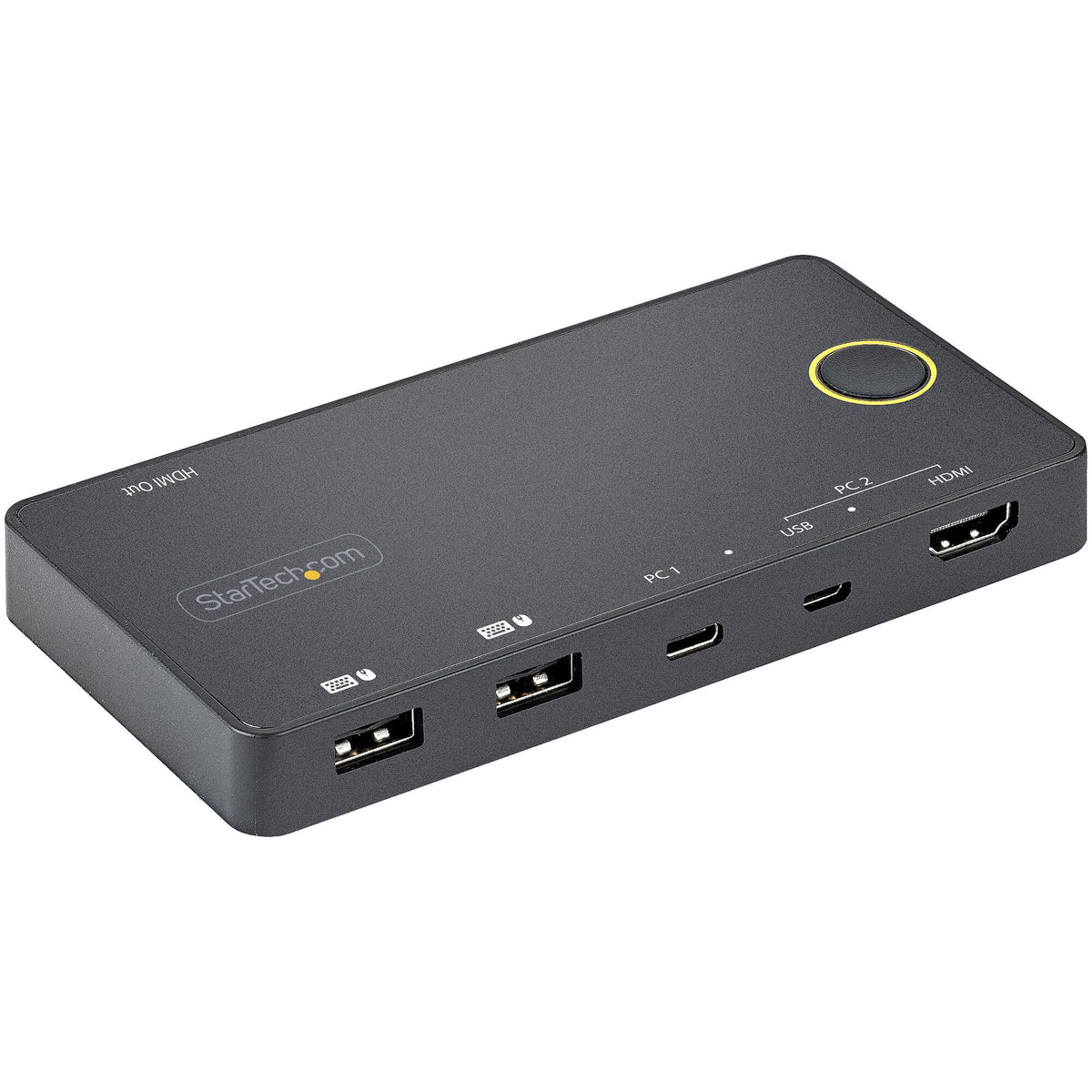StarTech.com 2-ports hybrid USB-A + HDMI och USB-C KVM-switch - Enskild 4K 60 Hz HDMI 2.0-skärm - Kompakt HDMI KVM-switch för stationär/bärbar dator - USB-bussdriven - Thunderbolt 3-kompatibel