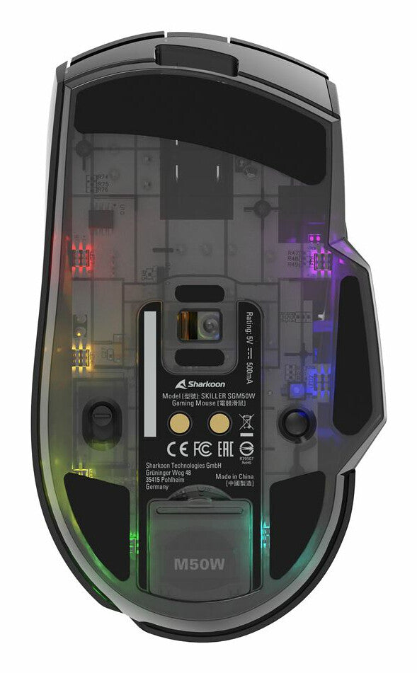 Sharkoon SGM50W datormöss Spela högerhand RF Wireless + USB Type-A Optisk 6400 DPI