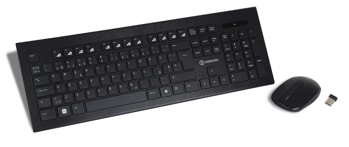 Voxicon 220WL tangentbord Mus inkluderad RF Trådlös QWERTY Nordic Svart