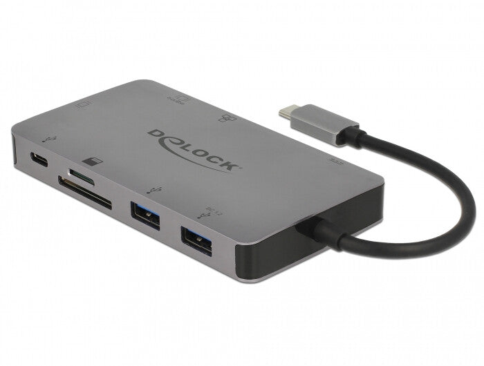 DeLOCK 87735 dockningsstationer för bärbara datorer Kabel USB 3.2 Gen 1 (3.1 Gen 1) Type-C Grå
