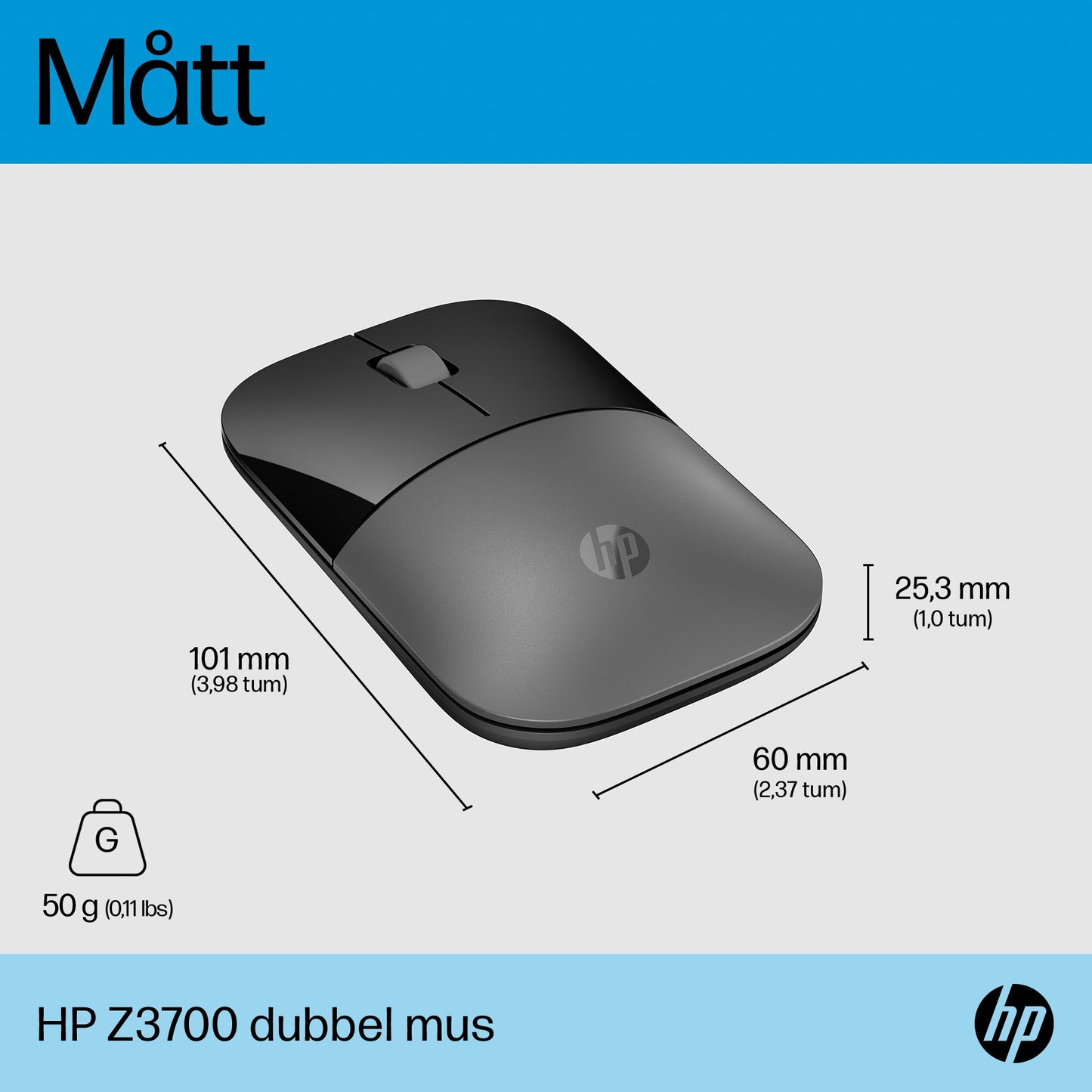 HP Z3700 Dual mus i silver