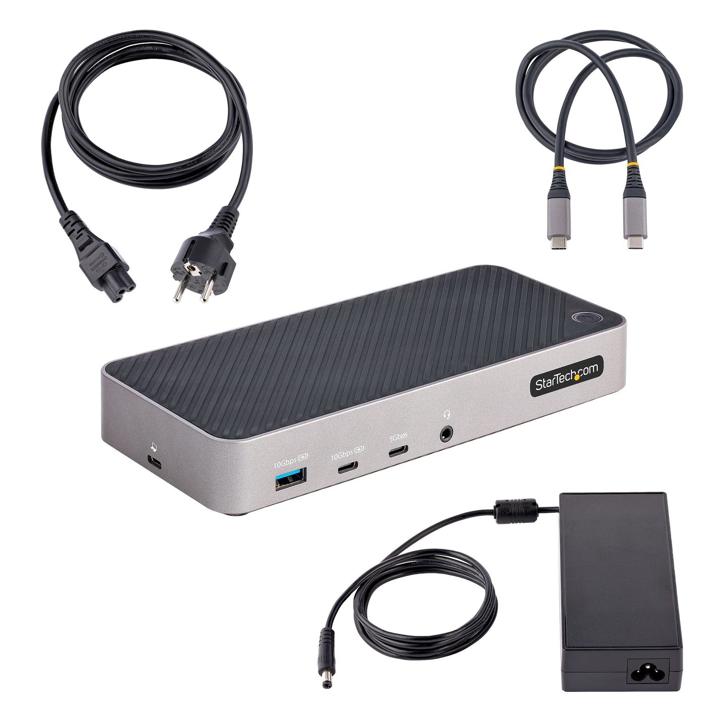 StarTech.com 116E-USBC-DOCK dockningsstationer för bärbara datorer Kabel USB 3.2 Gen 2 (3.1 Gen 2) Type-C Grå, Silver