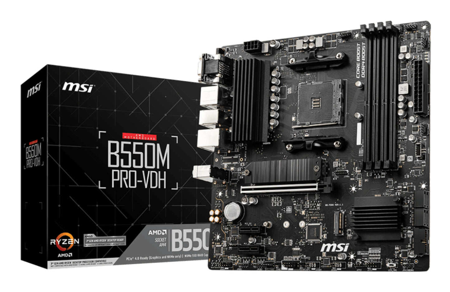 MSI B550M PRO-VDH moderkort AMD B550 Uttag AM4 micro ATX