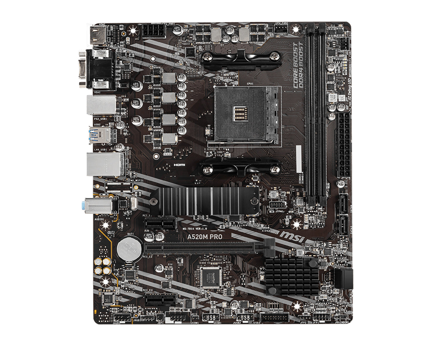 MSI A520M PRO moderkort AMD A520 Uttag AM4 micro ATX
