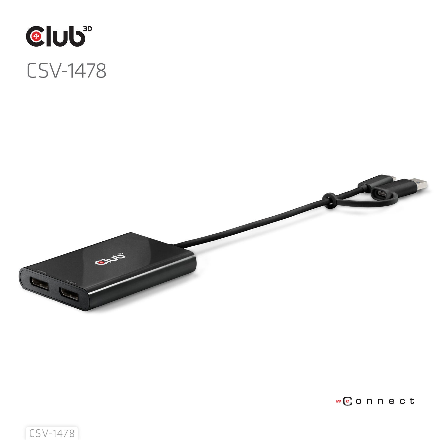CLUB3D CSV-1478 bilddelare USB Type-C 2x DisplayPort