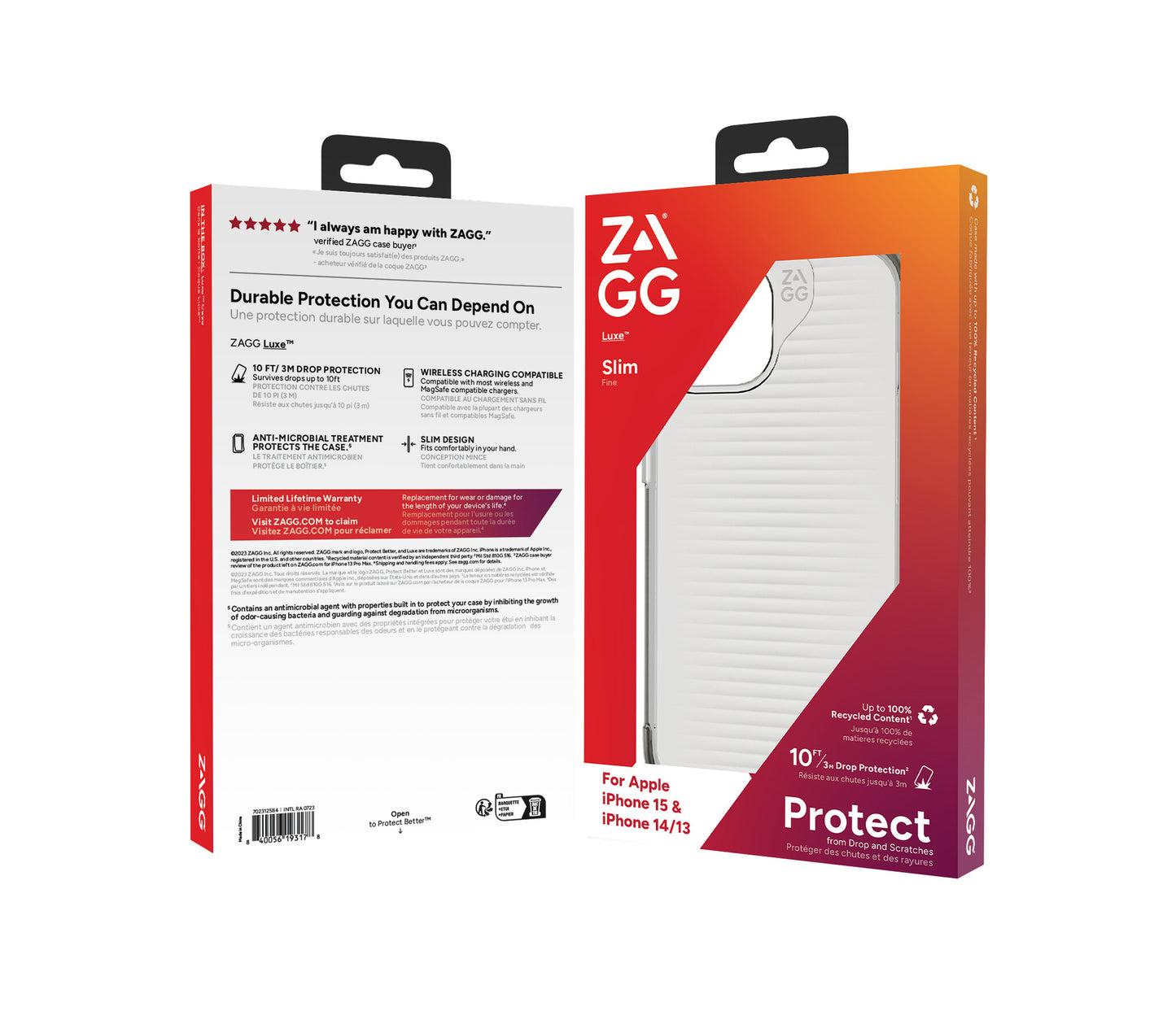 ZAGG Cases Luxe PCR Apple iPhone 15/iPhone 14/13 Clear EN/FR