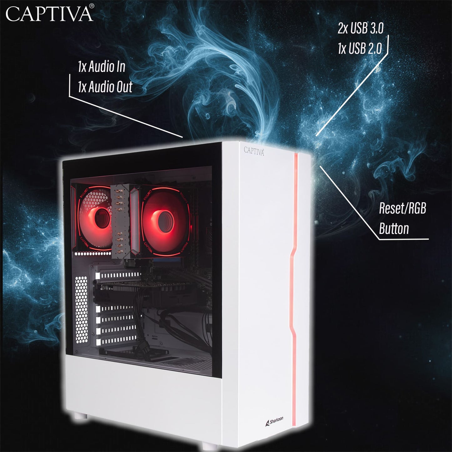 CAPTIVA Advanced Gaming R78-261 AMD Ryzen™ 7 5700X 16 GB DDR4-SDRAM 1 TB SSD NVIDIA GeForce RTX 4060 Windows 11 Home Skrivbord PC Vit