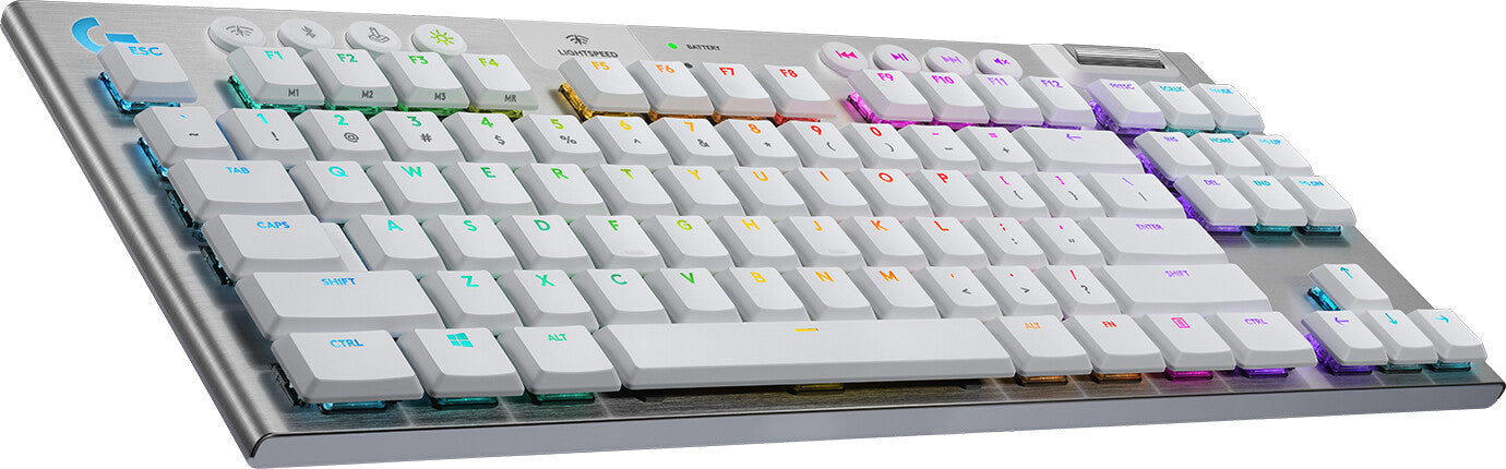 Logitech G 920-009663 tangentbord Spela Trådlös RF + Bluetooth QWERTY Nordic Vit