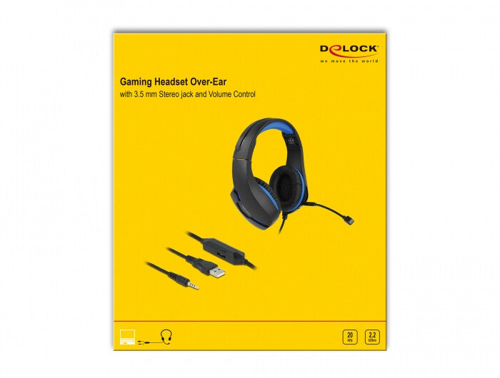 DeLOCK 27182 hörlur och headset Kabel Huvudband Spela USB Type-A Svart, Blå