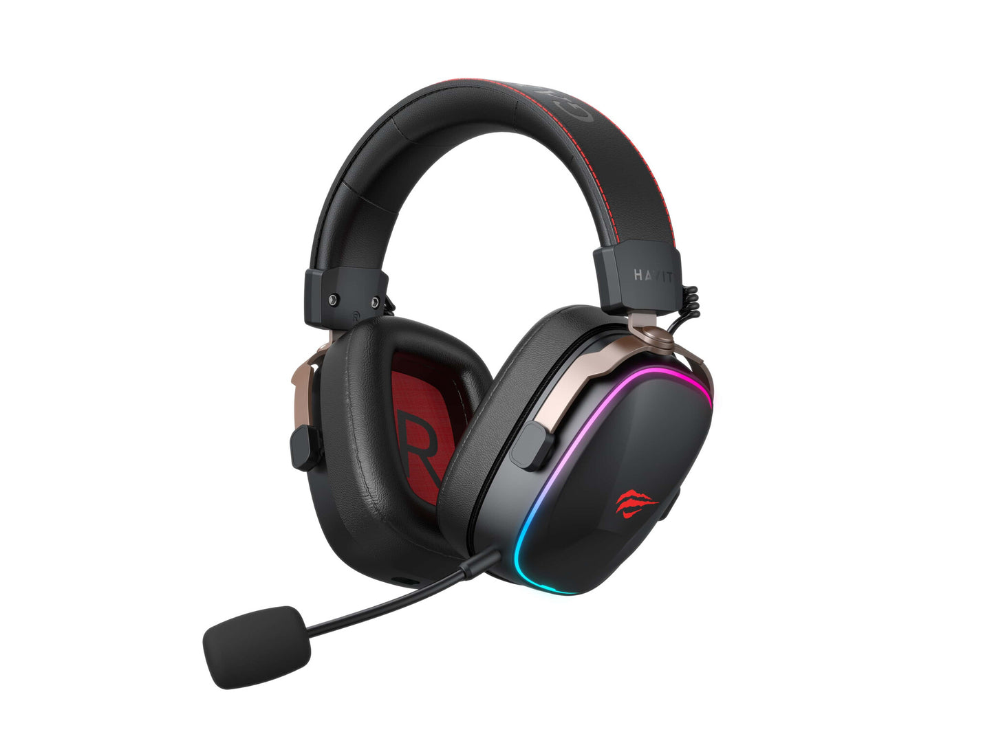 Havit 6939119065584 hörlur och headset Hörlurar Kabel & Trådlös Huvudband Spela Svart, Röd