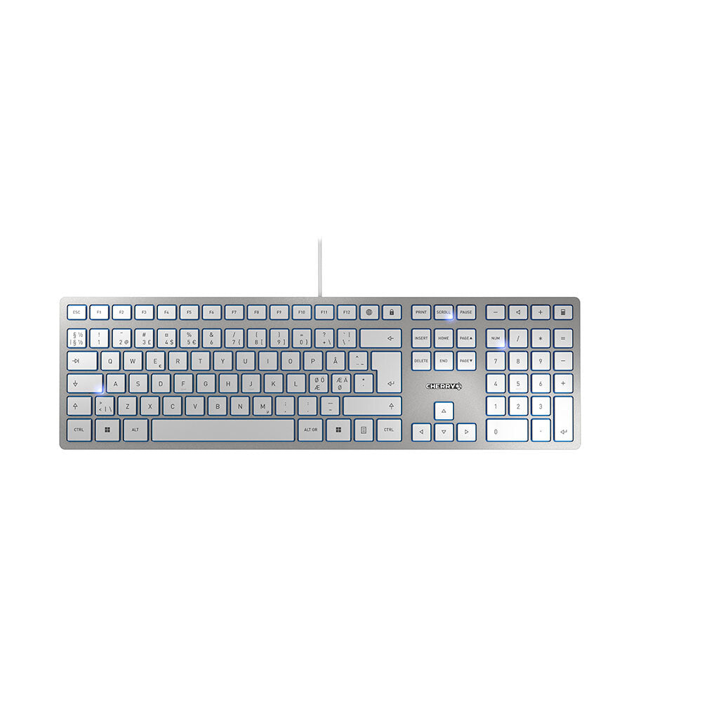 CHERRY KC 6000 SLIM tangentbord Universal USB QWERTY Nordic Silver, Vit