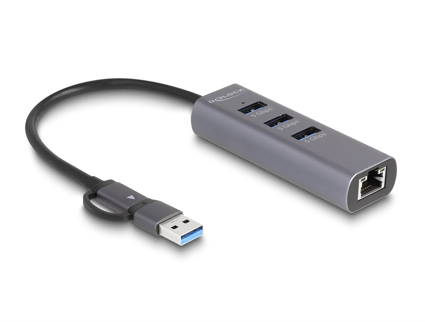 DeLOCK 64282 dockningsstationer för bärbara datorer Kabel USB 3.2 Gen 1 (3.1 Gen 1) Type-C Grå