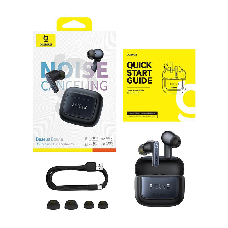 Baseus 35 True Headset Trådlös I öra Samtal/musik USB Type-C Bluetooth Svart