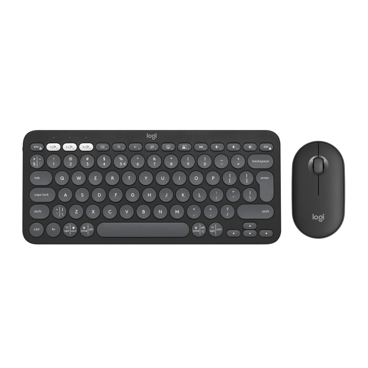 Logitech Pebble 2 Combo tangentbord Mus inkluderad Universal Trådlös RF + Bluetooth QWERTY Amerikanskt internationellt grafit