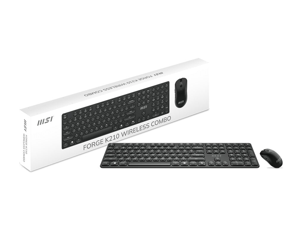 MSI FORGE K210 WIRELESS COMBO tangentbord Mus inkluderad Hem / Kontor USB Svart