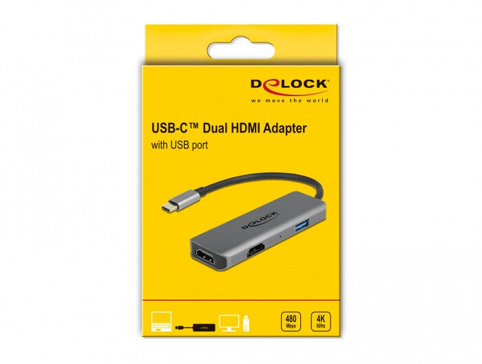 DeLOCK 87780 dockningsstationer för bärbara datorer Kabel USB 3.2 Gen 1 (3.1 Gen 1) Type-C Grå