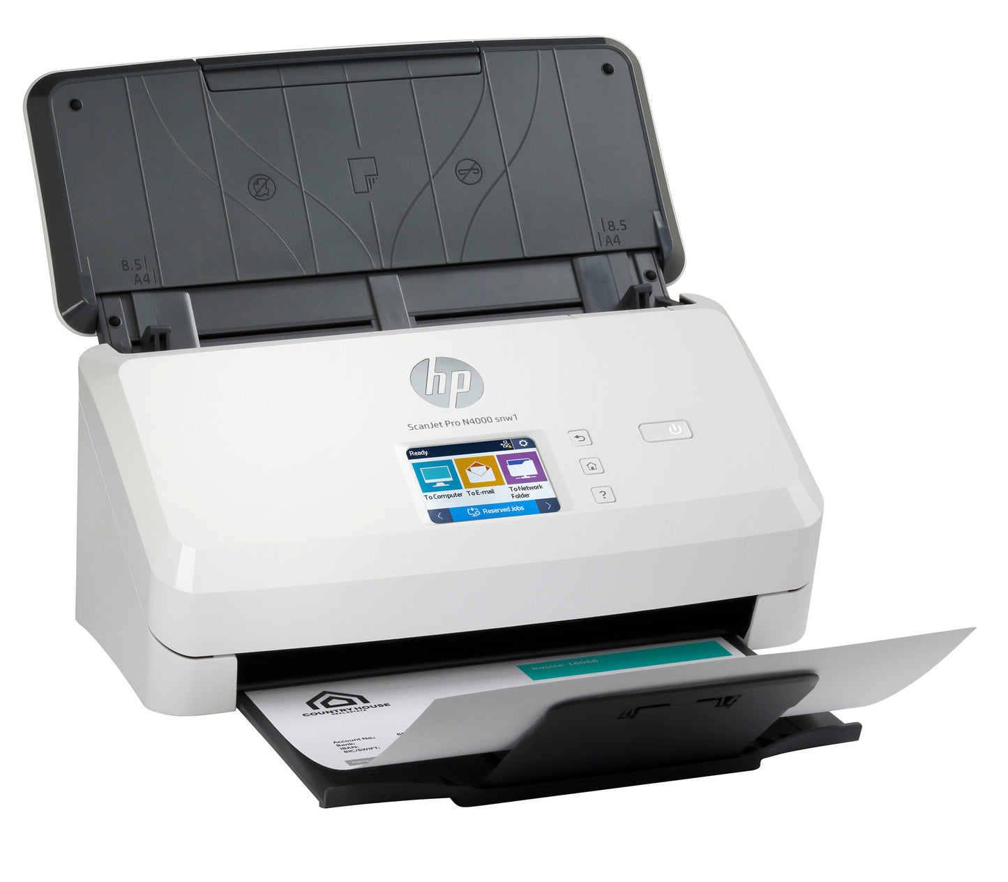 HP ScanJet Pro N4000 snw1 Arkmatad skanner 600 x 600 DPI A4 Svart, Vit