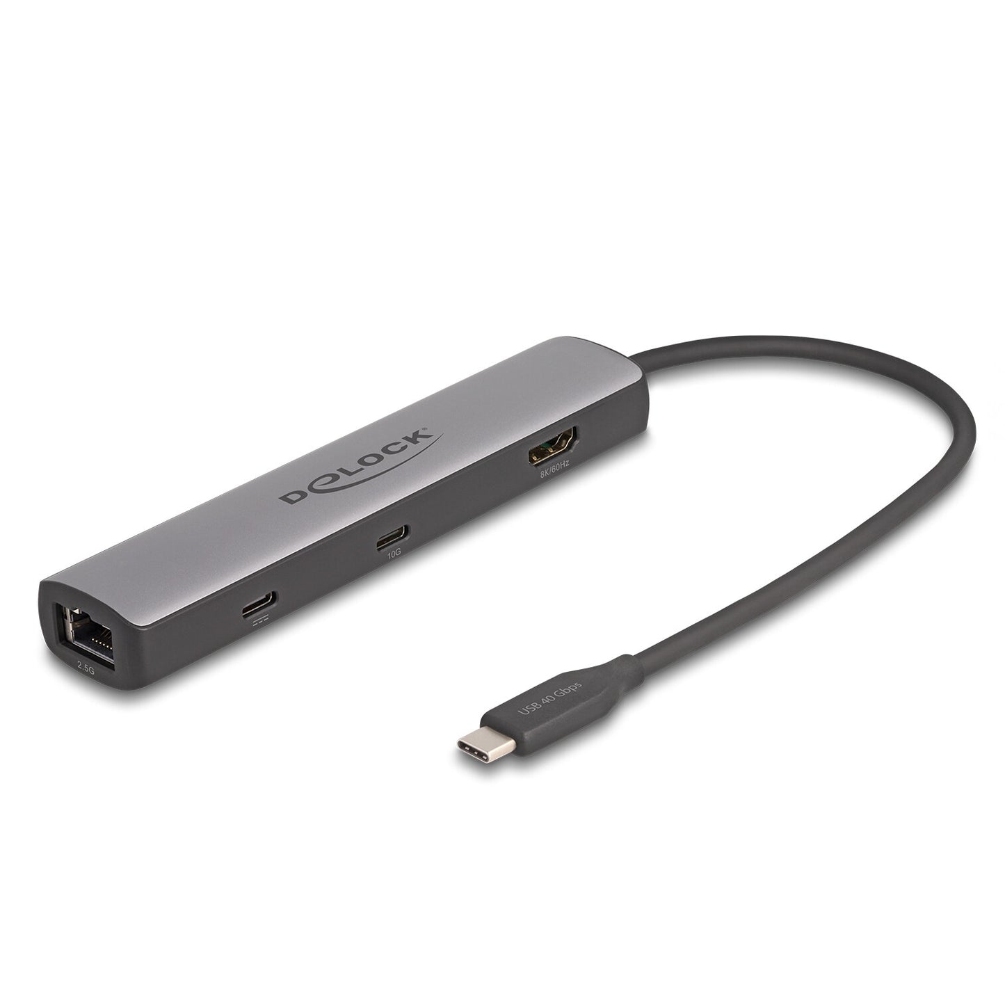 DeLOCK 87865 dockningsstationer för bärbara datorer Kabel USB 3.2 Gen 2 (3.1 Gen 2) Type-C Svart, Grå
