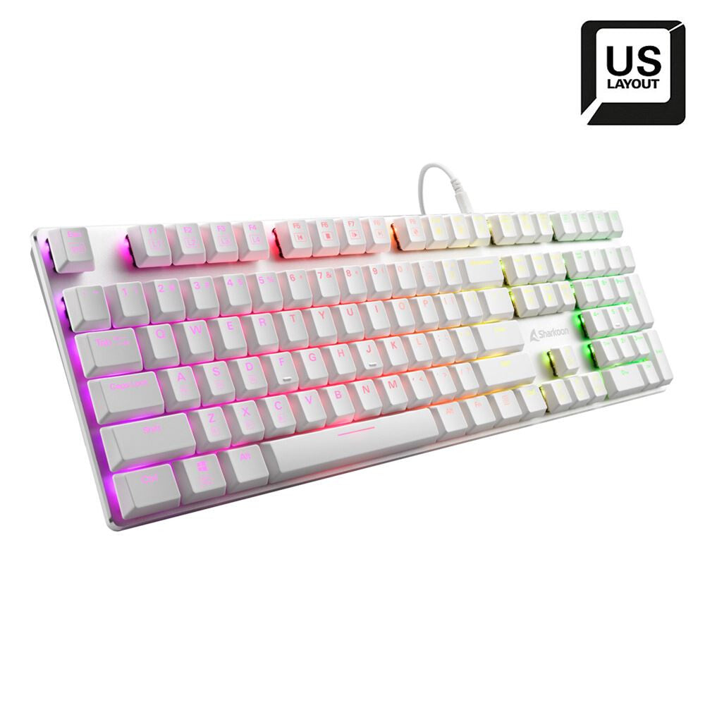 Sharkoon PureWriter RGB Blue tangentbord Spela USB QWERTY Engelska (USA) Vit
