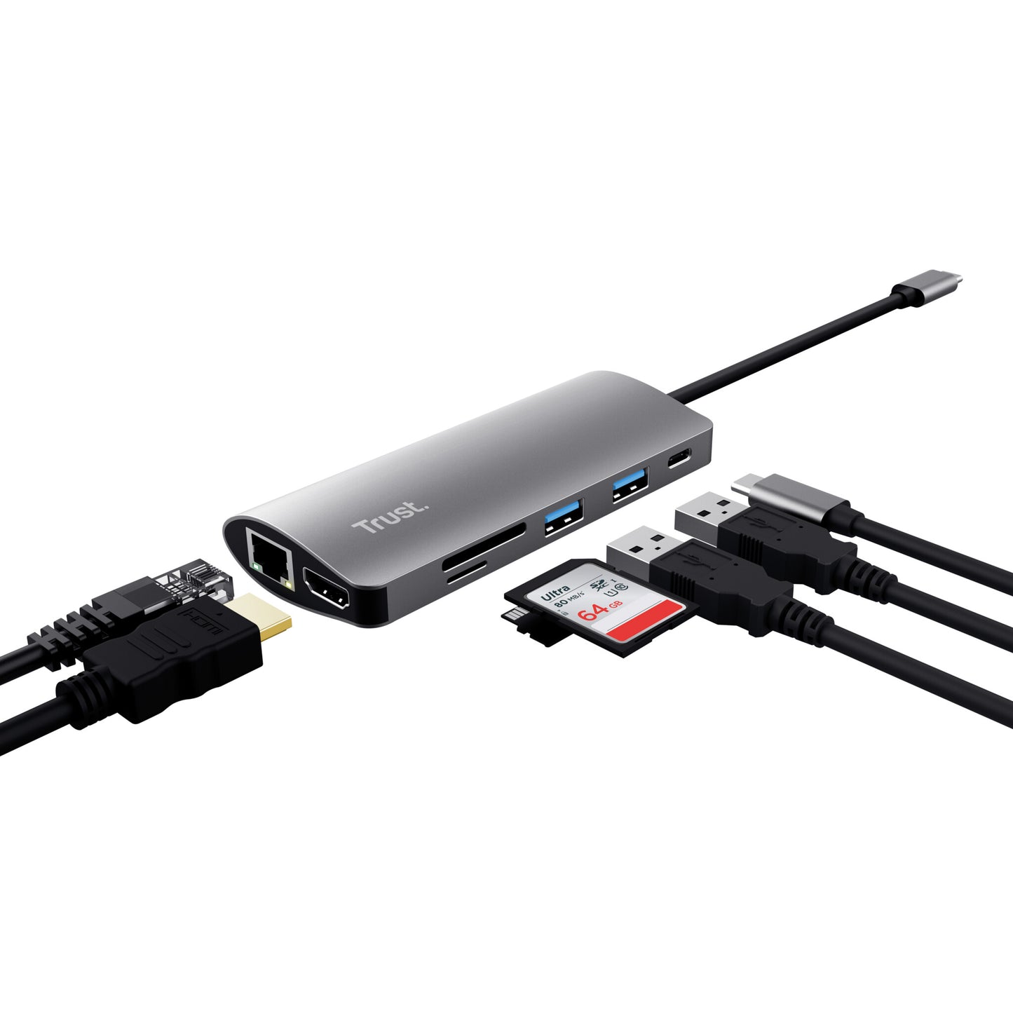 Trust Dalyx nätverkskort/adapters Intern HDMI, RJ-45, USB 3.2 Gen 1 (3.1 Gen 1)