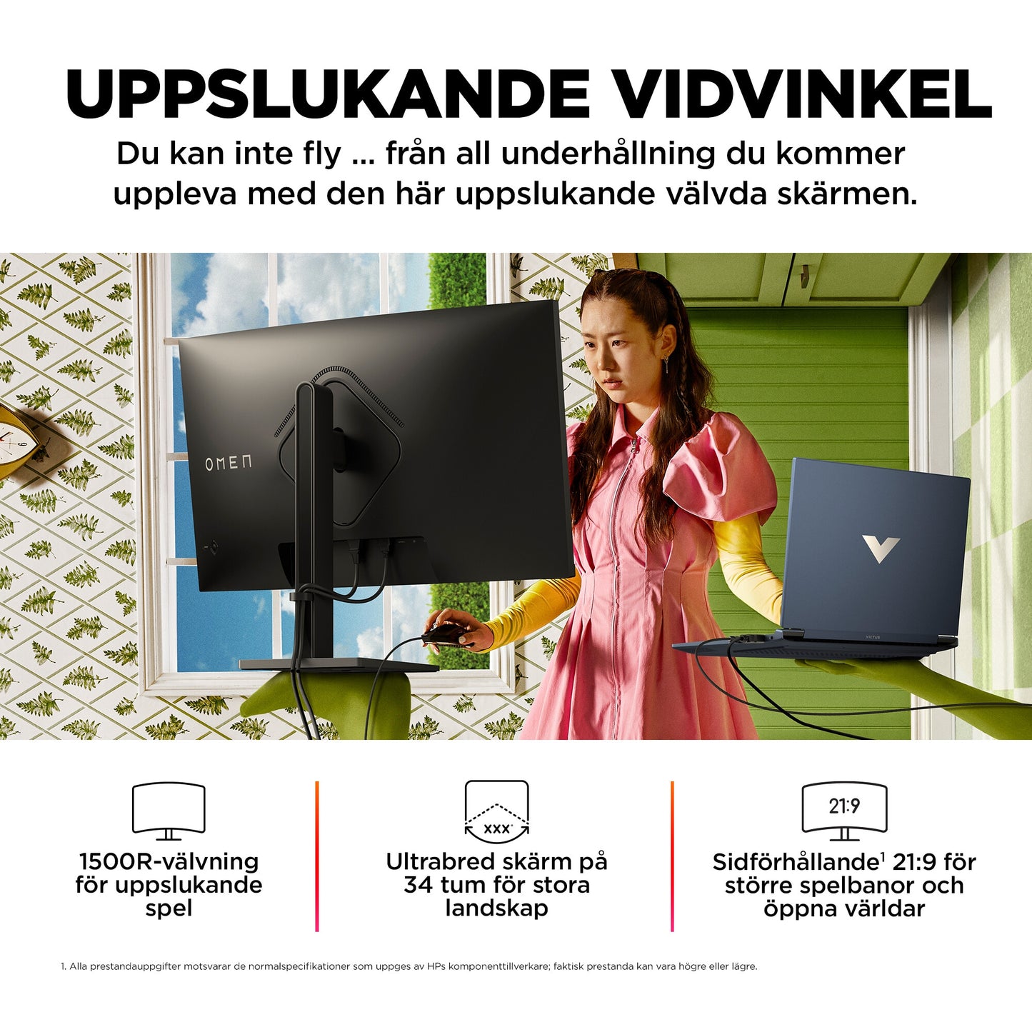 OMEN by HP OMEN 34 tum WQHD 165 Hz välvd Gaming-skärm – OMEN 34c