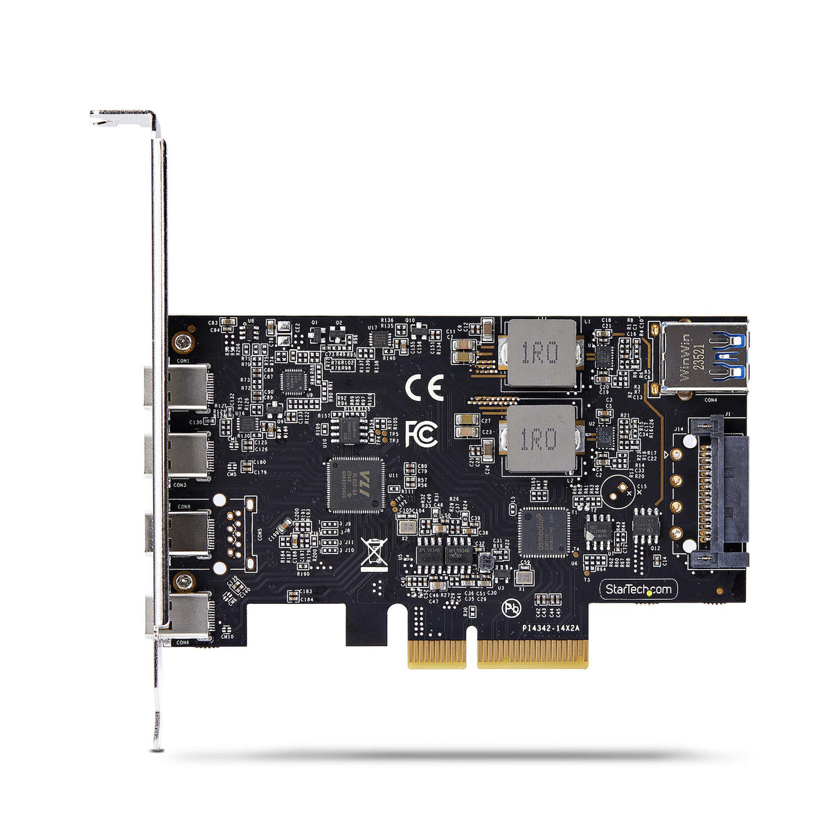 StarTech.com USB PCIe-kort med 5 portar, USB 3,2 10 Gbps, PCI Express-kort med 4x USB-C-portar, 1x USB-A intern port, USB PCIe-kontrollerkort, Windows/macOS/Linux