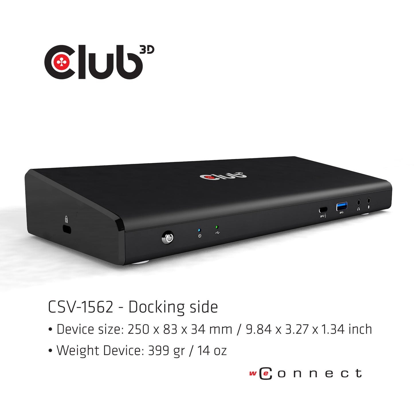 CLUB3D CSV-1562 dockningsstationer för bärbara datorer Dockning USB 3.2 Gen 1 (3.1 Gen 1) Type-C Svart