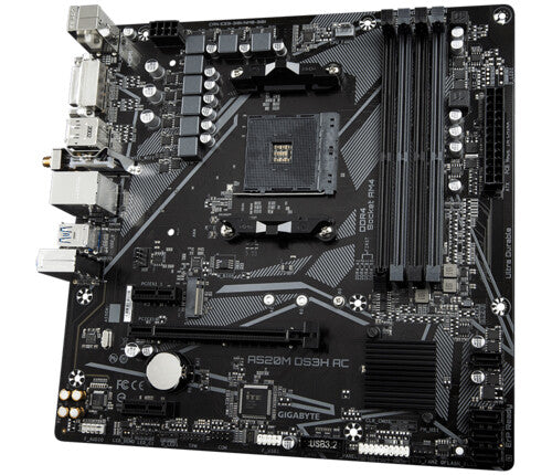 GIGABYTE A520M DS3H AC moderkort AMD A520 Uttag AM4 micro ATX