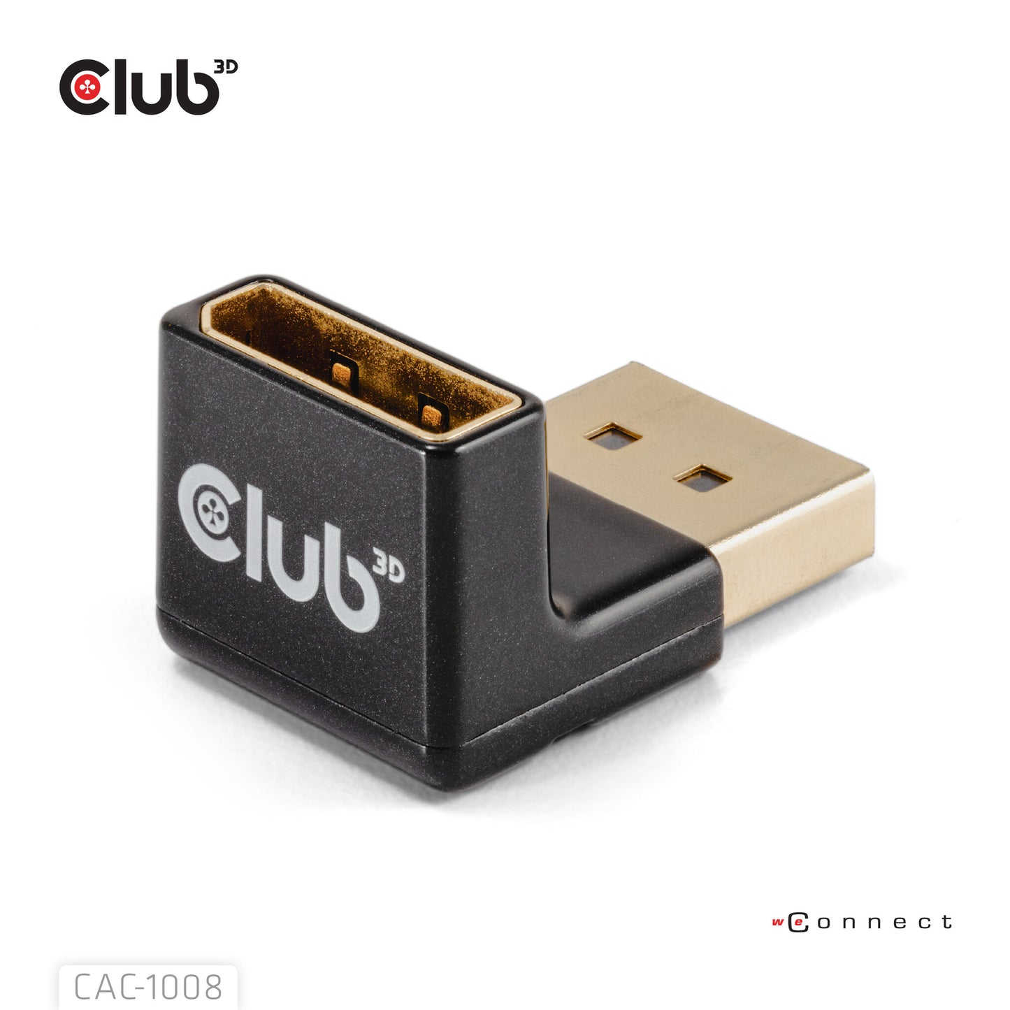 CLUB3D DISPLAYPORT MALE TO DISPLAYPORT 1.4 FEMALE 90 DEGREE ANGLED ADAPTER 4K120HZ M/F - Adapter