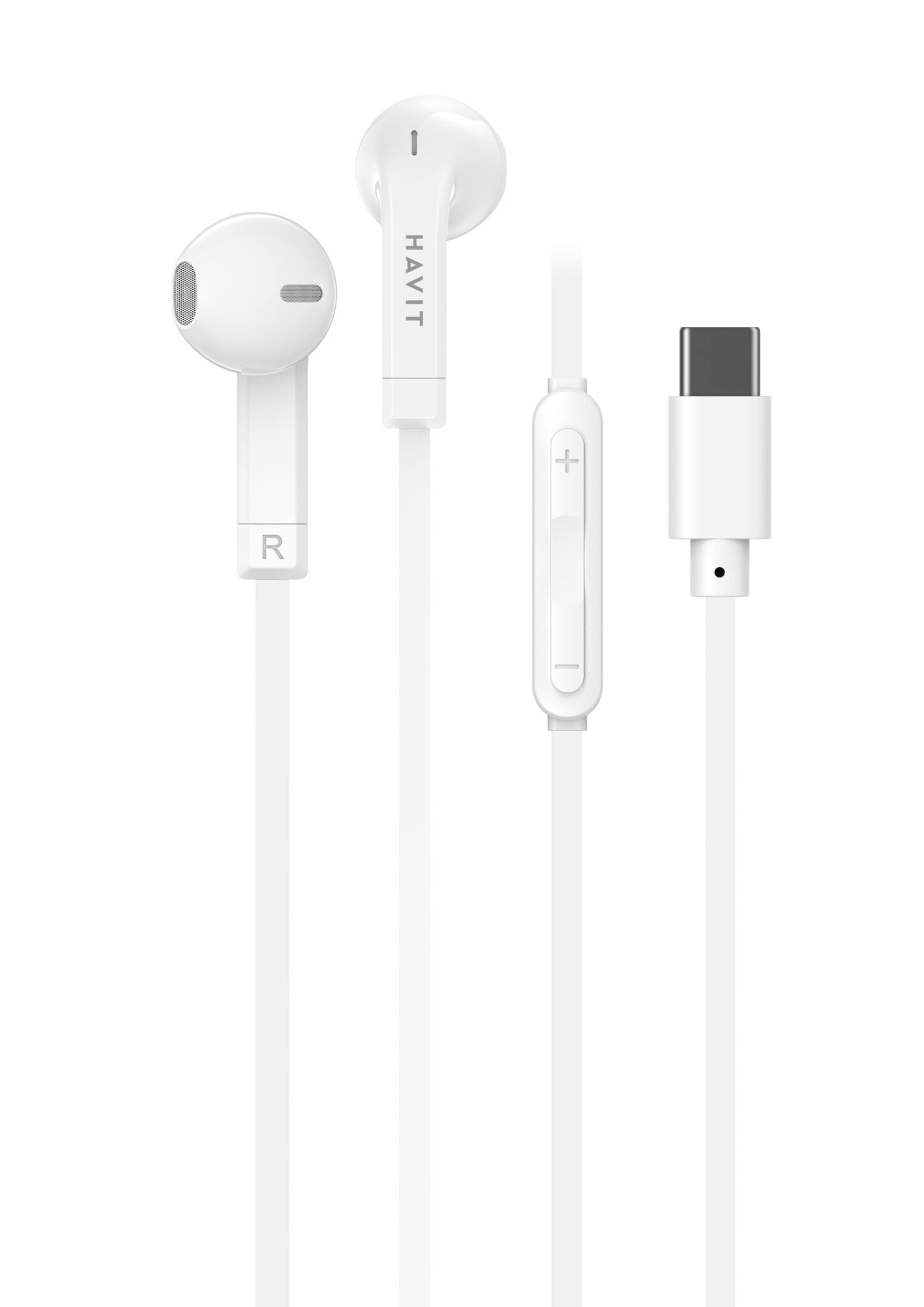 Havit 6939119077815 hörlur och headset Hörlurar Kabel I öra Musik USB Type-C Vit