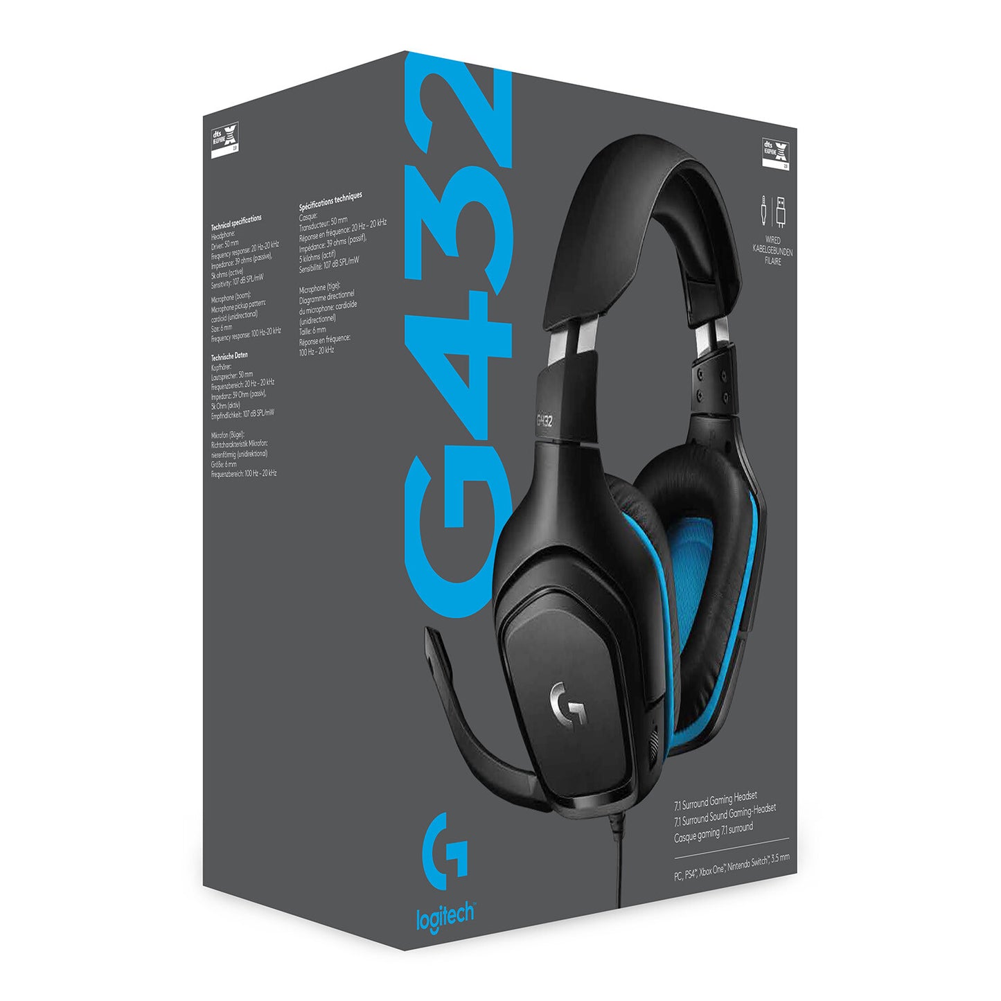 Logitech G 981-000770 hörlur och headset Kabel Huvudband Spela Svart, Blå