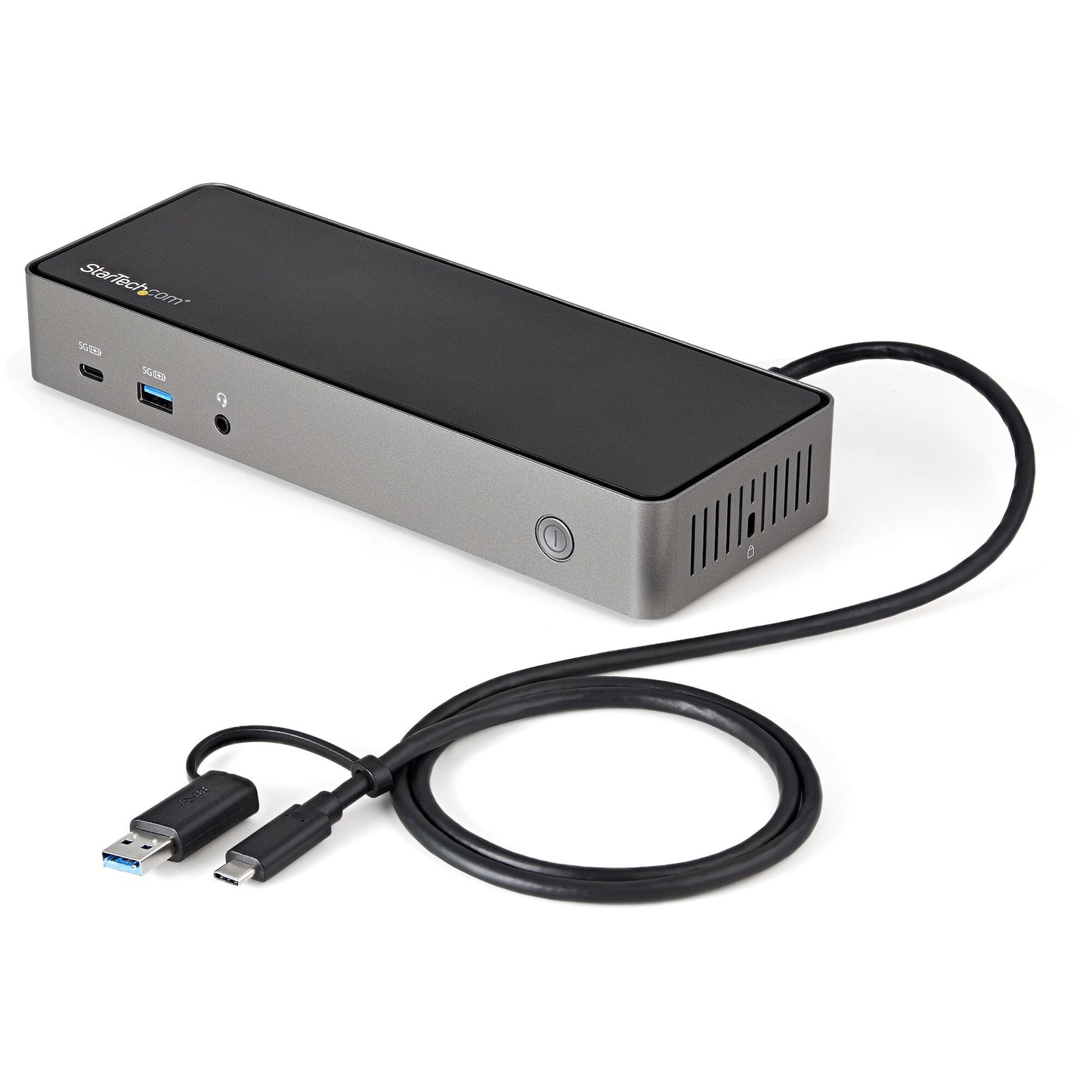 StarTech.com USB-C- och USB-A-dockningsstation - Universal hybriddockningsstation för trippla bildskärmar, DisplayPort och HDMI 4K 60 Hz - 85 W strömförsörjning, 6x USB-hubb, GbE, Ljud - USB 3.1 Gen. 2, 10 Gbit/sek