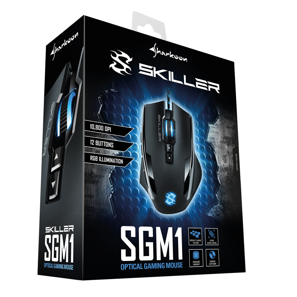 Sharkoon Skiller SGM1 datormöss Spela högerhand USB Type-A Optisk 10800 DPI