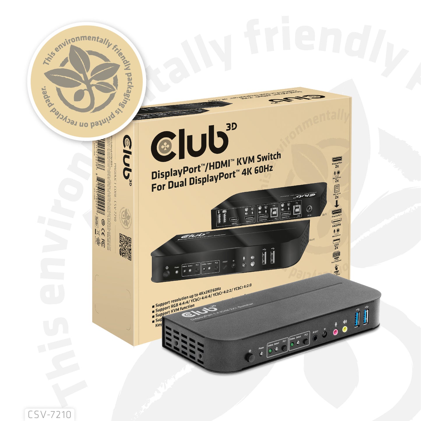 CLUB3D CSV-7210 KVM-switchar Svart
