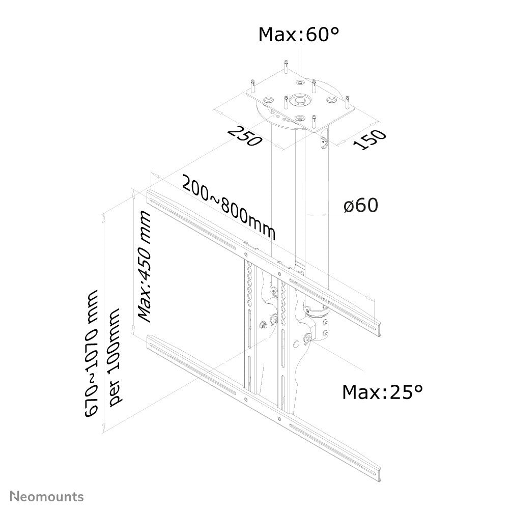 Neomounts PLASMA-C100BLACK tv-fäste 190,5 cm (75") Svart