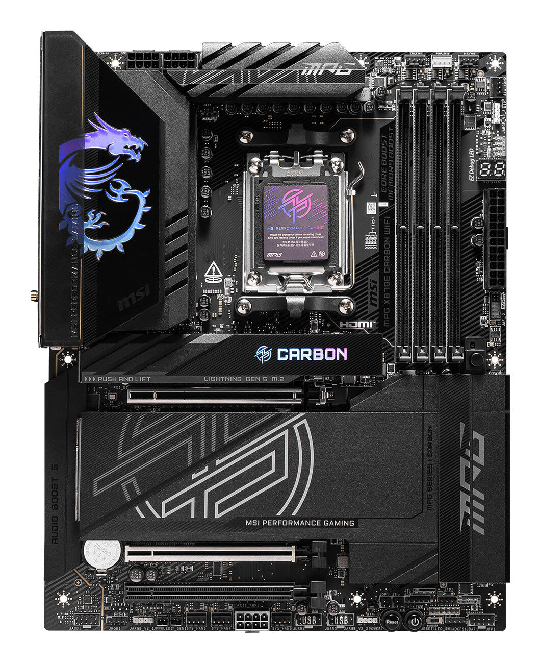 MSI MPG X870E CARBON WIFI moderkort AMD X870E AM5-sockel ATX