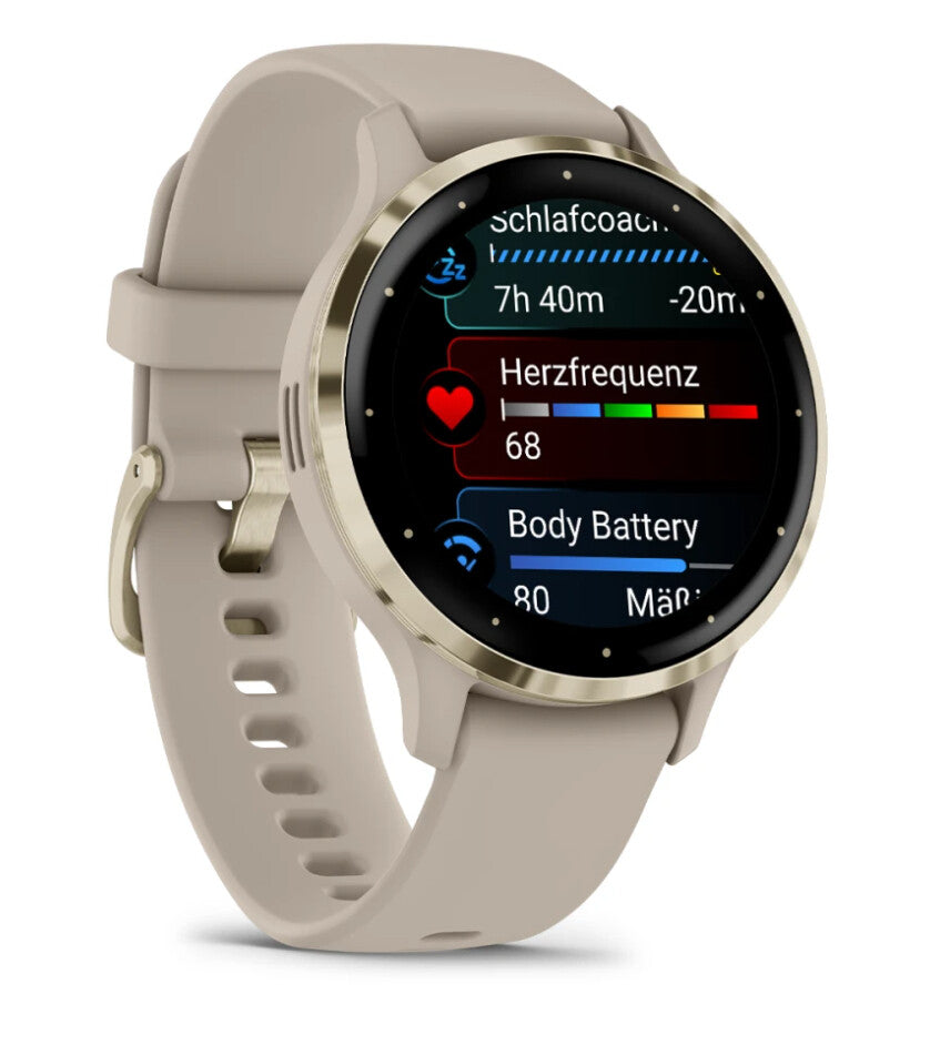 Garmin Venu 3S 3,05 cm (1.2") AMOLED 41 mm Digital 390 x 390 pixlar Pekskärm Guld, Grå Wi-Fi GPS
