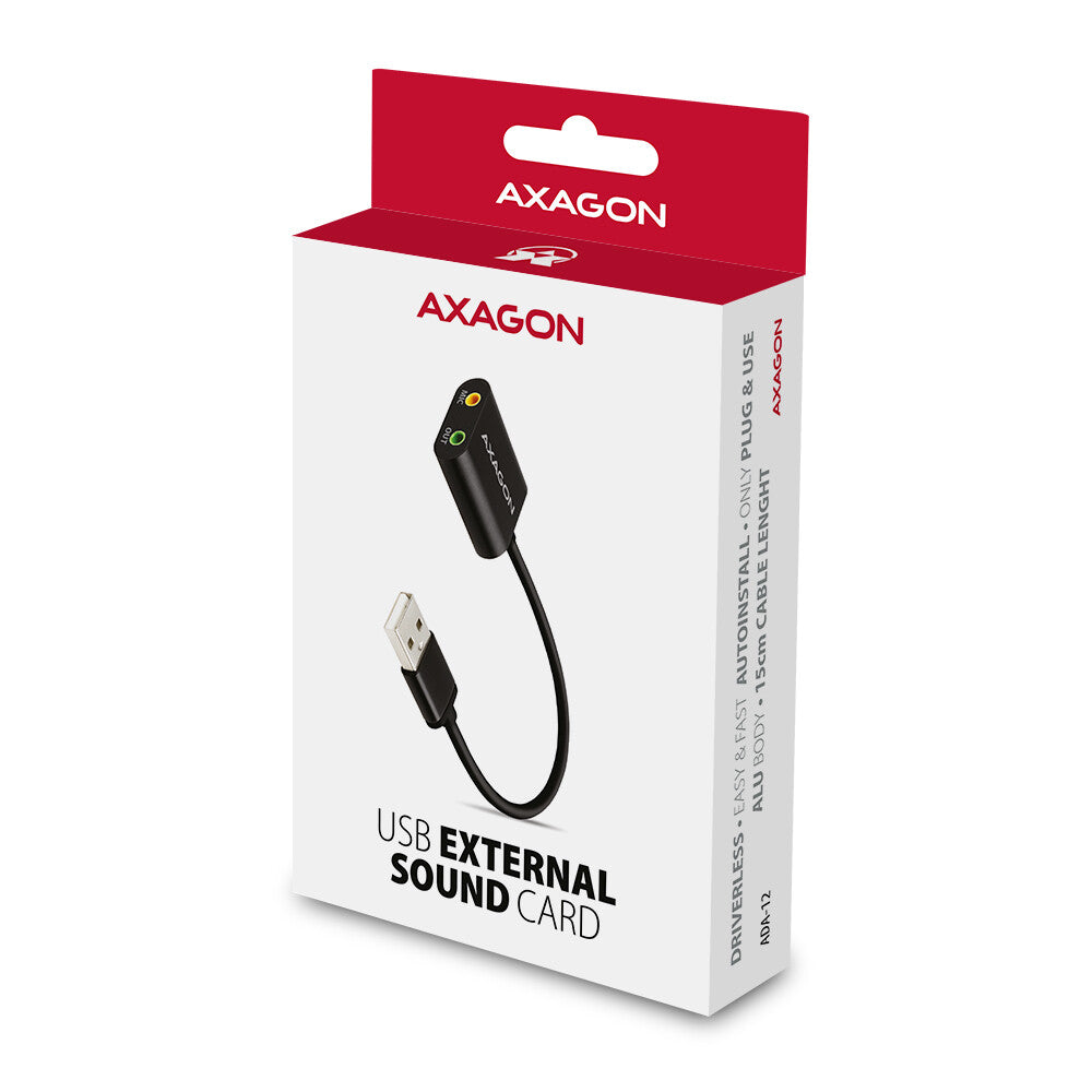 Axagon ADA-12 USB 2.0 Stereo Audio Mini-Adapter 15 cm Kabellänge - Kabel - Audio/Multimedia 2.0 kanaler