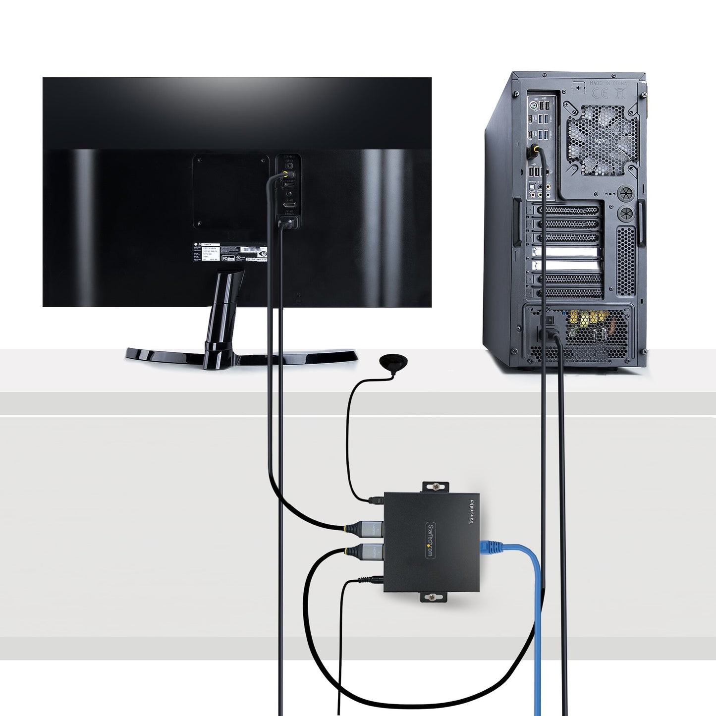 StarTech.com 4K HDMI-förlängare över CAT5/CAT6-kabel, 4K 60 Hz HDR-videoförlängare upp till 70 meter, HDMI över Ethernet-kabel, S/PDIF-ljudutgång, HDMI-sändare och -mottagare