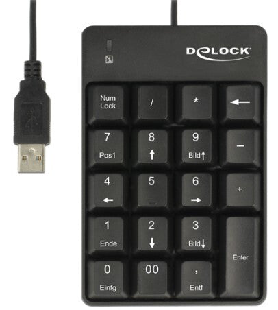 DeLOCK 12481 numeriskt tangentbord Universal USB Svart
