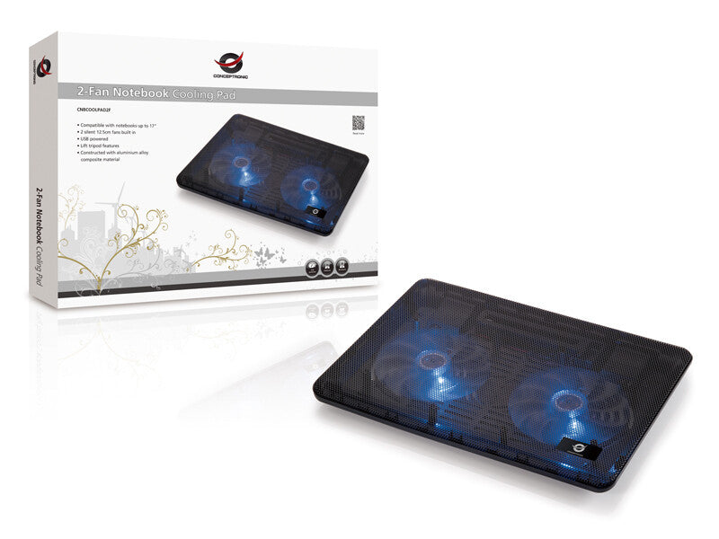 Conceptronic CNBCOOLPAD2F kylningsdynor för bärbara datorer 39,6 cm (15.6") Svart