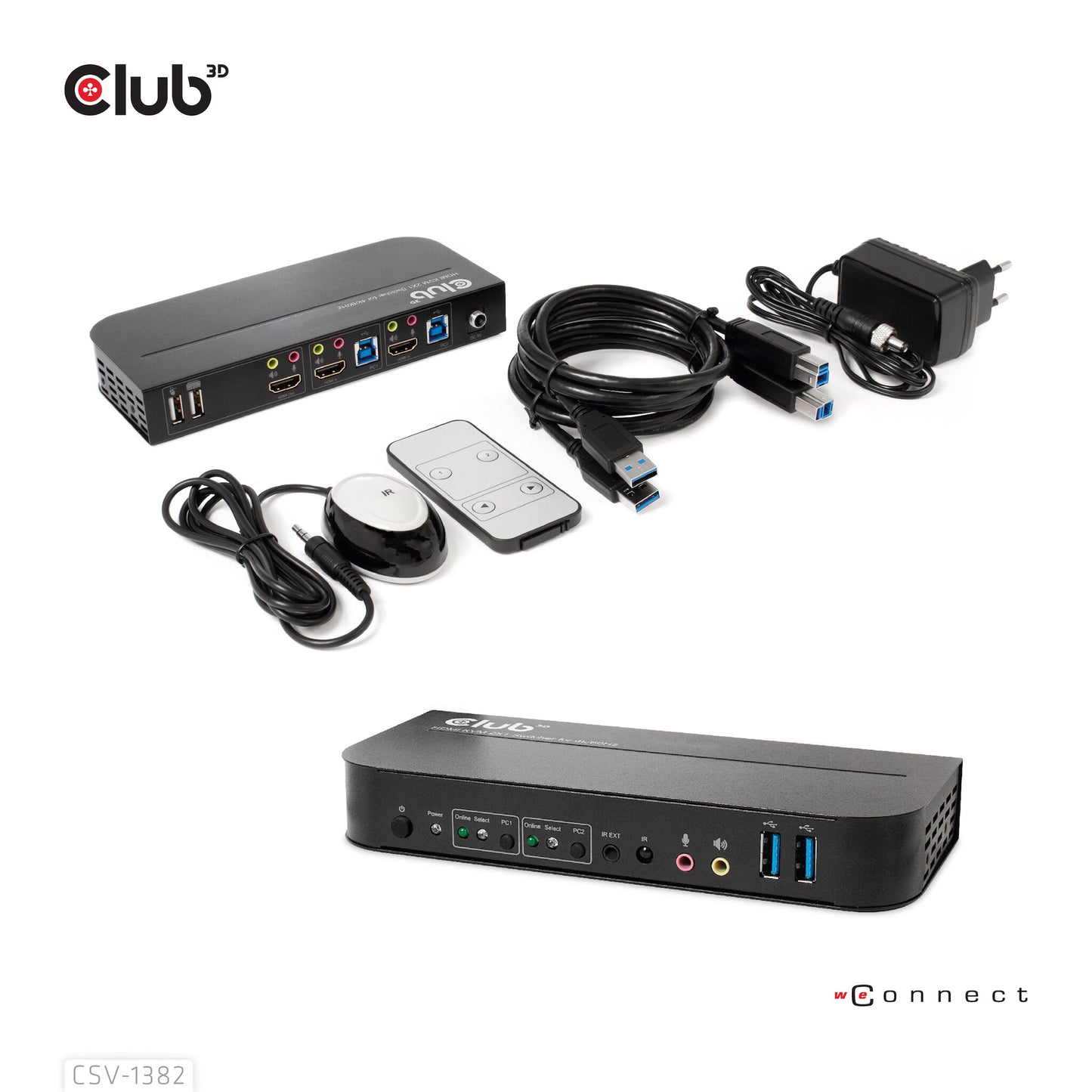CLUB3D CSV-1382 KVM-switchar Svart