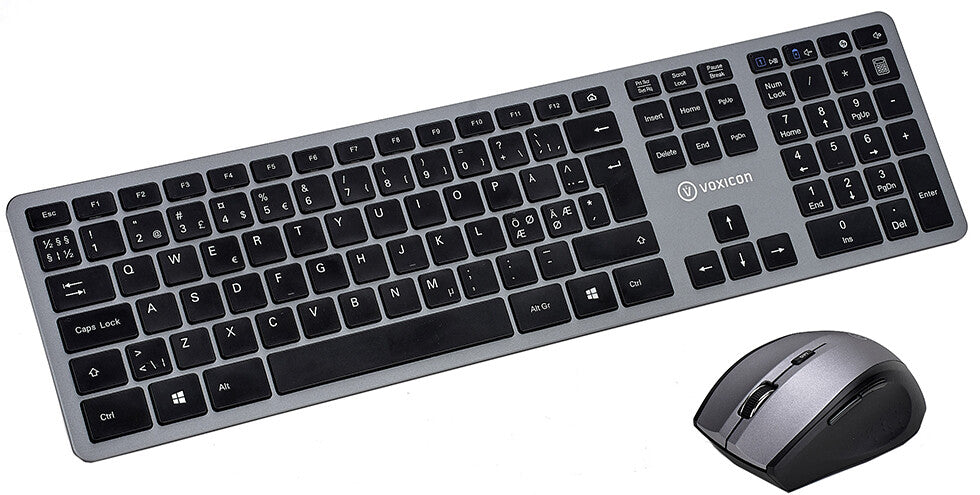 Voxicon 285WL tangentbord Mus inkluderad Universal RF Trådlös QWERTY Nordic Svart, Silver