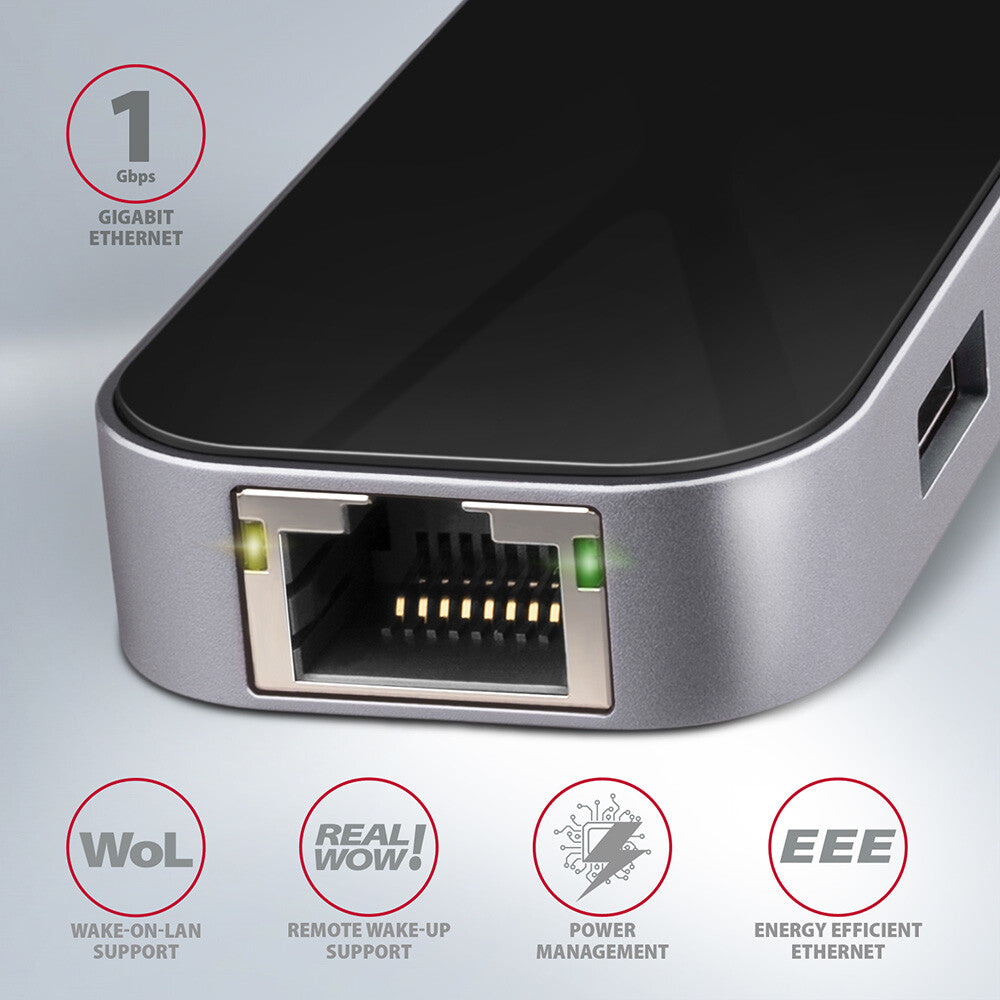 Axagon HMC-6GL dockningsstationer för bärbara datorer Kabel USB 3.2 Gen 1 (3.1 Gen 1) Type-C Svart, Grå