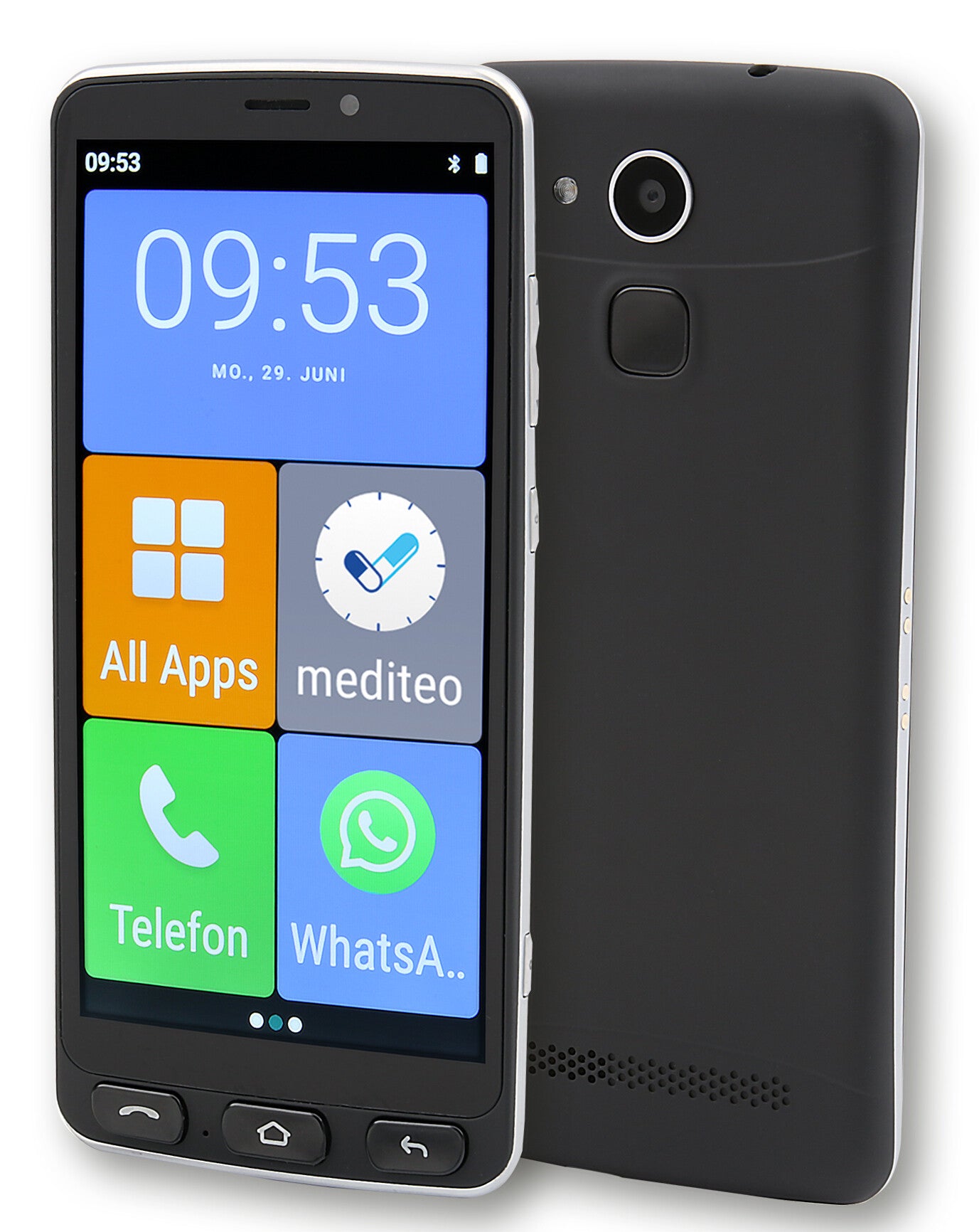 Olympia Neo schwarz 14 cm (5.5") Dubbla SIM-kort Android 10 4G USB Type-C 2 GB 16 GB 2400 mAh Svart, Silver