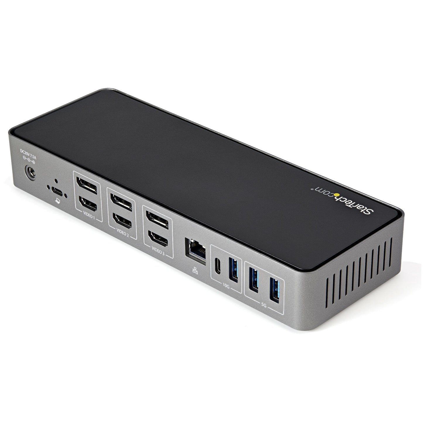 StarTech.com USB-C- och USB-A-dockningsstation - Universal hybriddockningsstation för trippla bildskärmar, DisplayPort och HDMI 4K 60 Hz - 85 W strömförsörjning, 6x USB-hubb, GbE, Ljud - USB 3.1 Gen. 2, 10 Gbit/sek