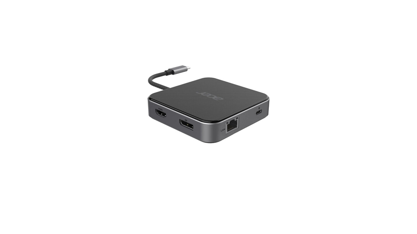 Acer HP.DSCAB.013 dockningsstationer för bärbara datorer Kabel USB 3.2 Gen 1 (3.1 Gen 1) Type-C Kol, Silver