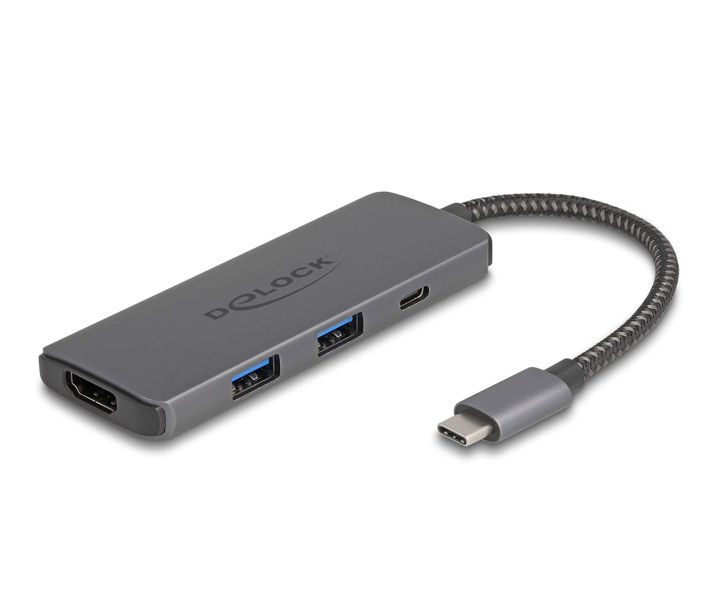 DeLOCK 87804 dockningsstationer för bärbara datorer Kabel USB 3.2 Gen 1 (3.1 Gen 1) Type-C Grå