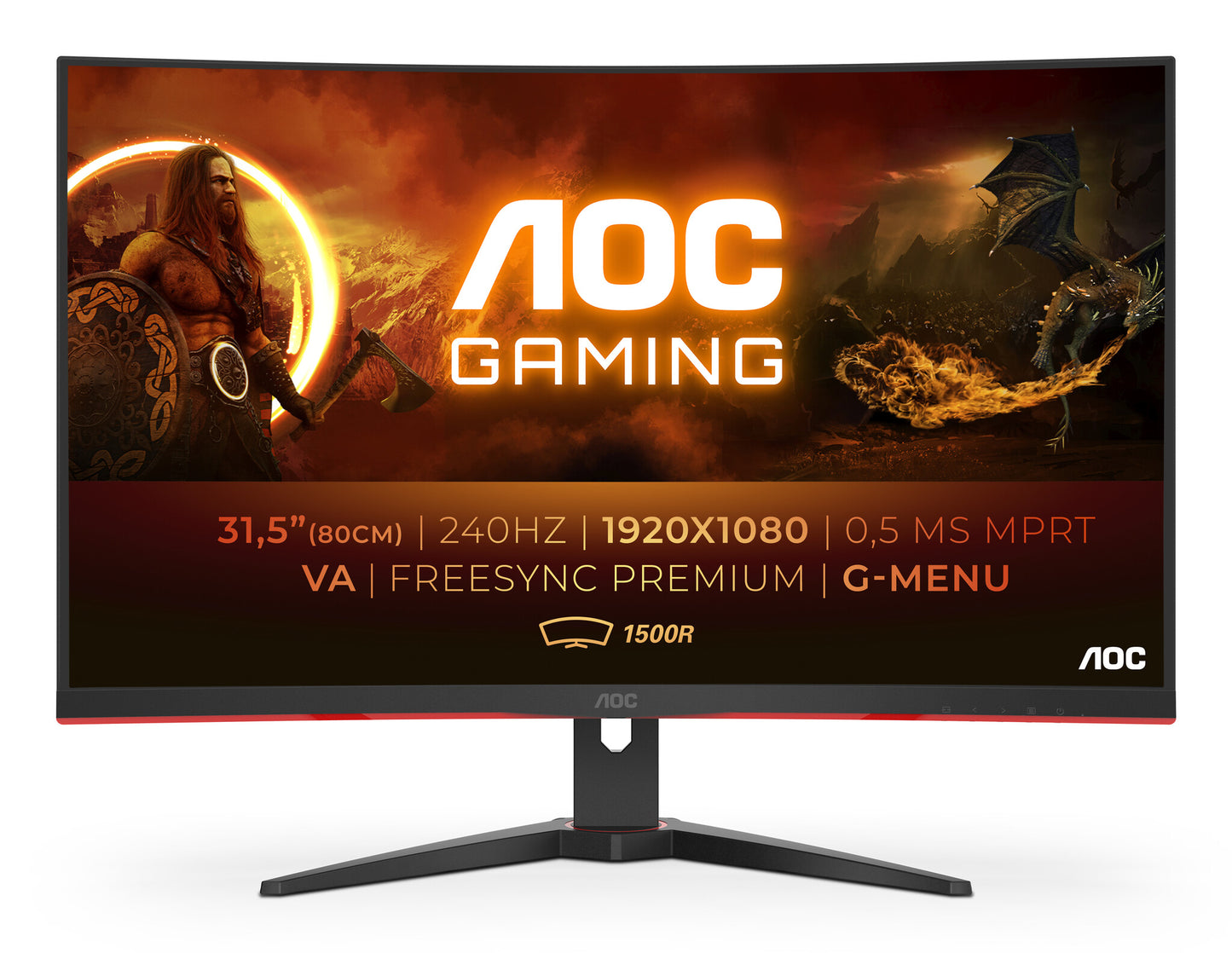 AOC G2 C32G2ZE/BK platta pc-skärmar 80 cm (31.5") 1920 x 1080 pixlar Full HD LED Svart, Röd