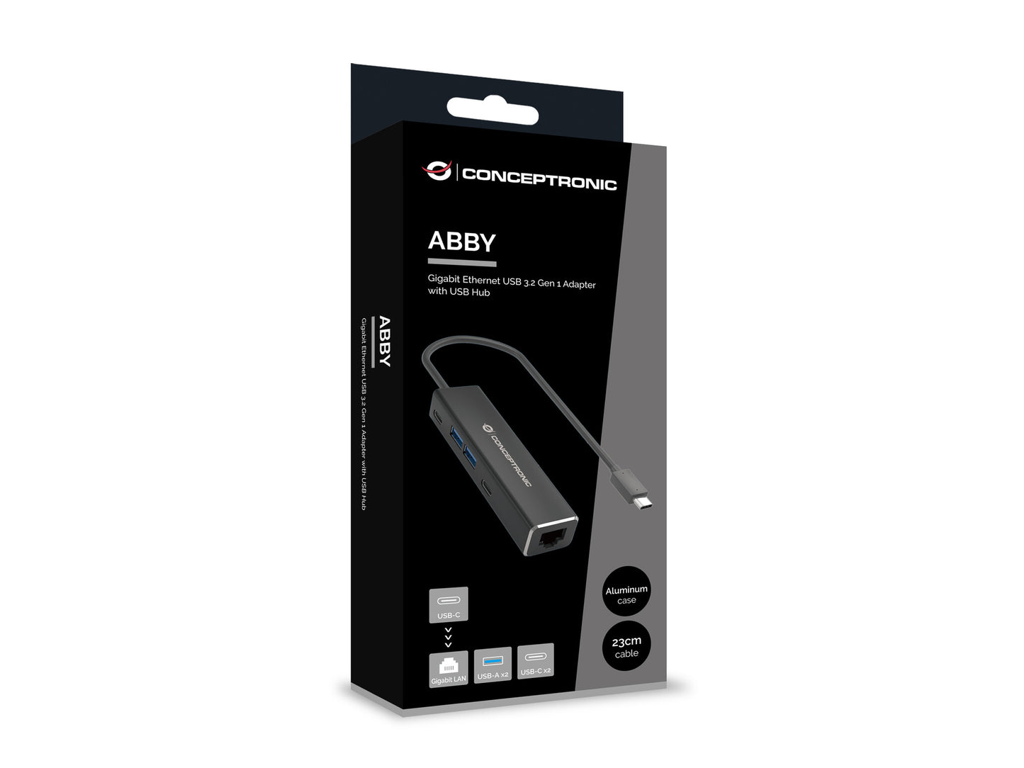 Conceptronic ABBY13B dockningsstationer för bärbara datorer Kabel USB 3.2 Gen 1 (3.1 Gen 1) Type-C Grå